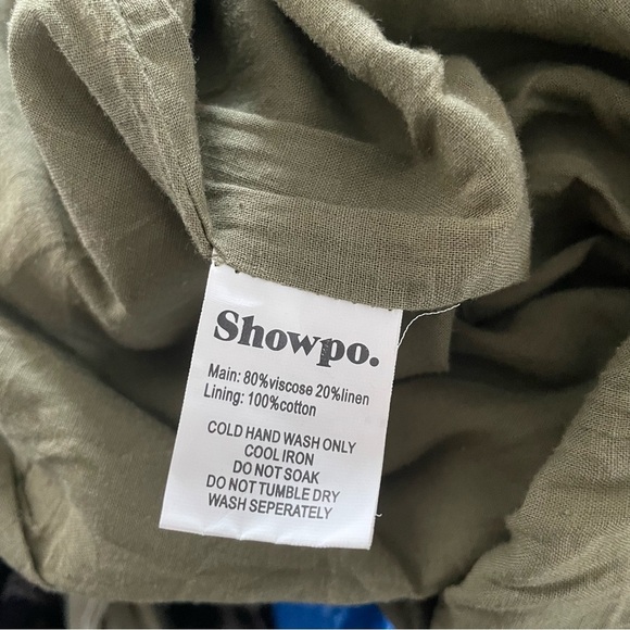 Showpo Australia Linen Blend Front Knot Tie Jumpsuit Wide Leg Khaki Green Small - Picture 9 of 10